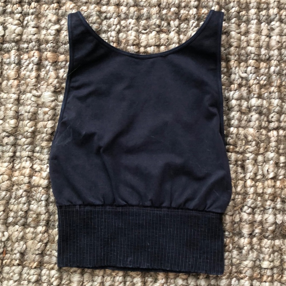 Free People Good Karma High Neck Crop Washed black color